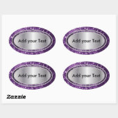 Glitterig Glam Paarse Sparkles Ovale Sticker (Vel)