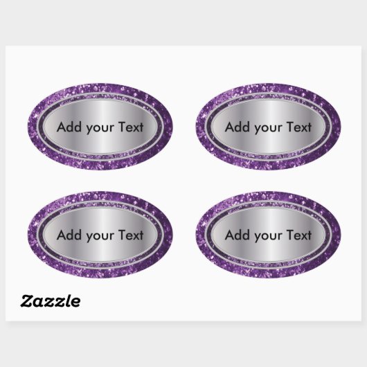 Glitterig Glam Paarse Sparkles Ovale Sticker (Vel)