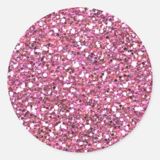 Glitterig glanzend roze glitters ronde sticker (Voorkant)