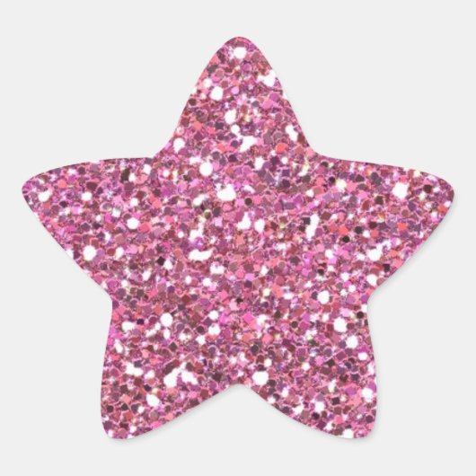 Glitterig glanzend roze glitters ster sticker (Voorkant)