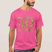 Glitterig Goud 50 & Fabulous Roze T-shirt (Voorkant)