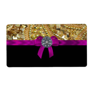 Glitterig goud en zwart etiket