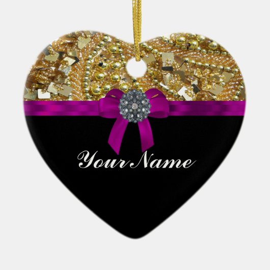 Glitterig goud en zwart keramisch ornament (Voorkant)