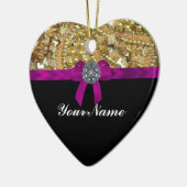 Glitterig goud en zwart keramisch ornament (Links)
