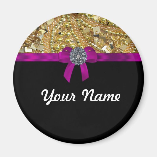 Glitterig goud en zwart magneet (Voorkant)