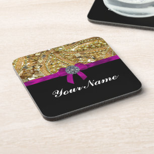 Glitterig goud en zwart onderzetter