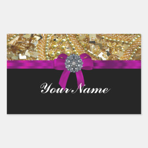Glitterig goud en zwart rechthoekige sticker