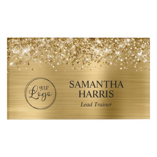 Glitterig goud folie logo naambadge (Voorkant)