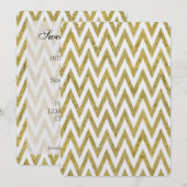 Glitterig Goud Wit Chevron Strepen Zoet Zestien Kaart (Voorkant / Achterkant)