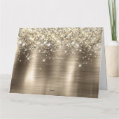 Glitterig Gouden Folie Faux Glitter Monogram Kaart (Achterkant)