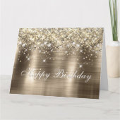 Glitterig Gouden Folie Faux Glitter Monogram Kaart (Voorkant)