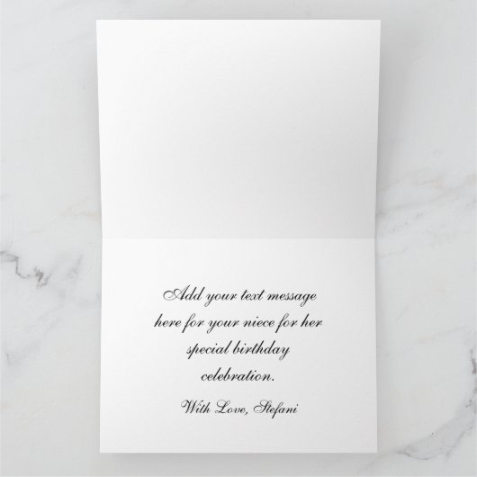 Glitterig Gouden Folie Faux Glitter Monogram Kaart (Binnen)