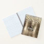 Glitterig Gouden Folie Faux Glitter Monogram Notitieboek (Binnen)