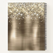 Glitterig Gouden Folie Faux Glitter Monogram Notitieboek (Achterkant)