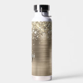 Glitterig Gouden Folie Faux Glitter Monogram Waterfles (Links)