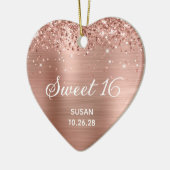 Glitterig Gouden Folie Sweet 16 Foto Keramisch Ornament (Links)