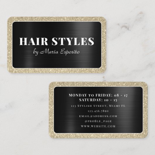 Glitterig gouden lijst, metalen oppervlak visitekaartje (Voorkant / Achterkant)