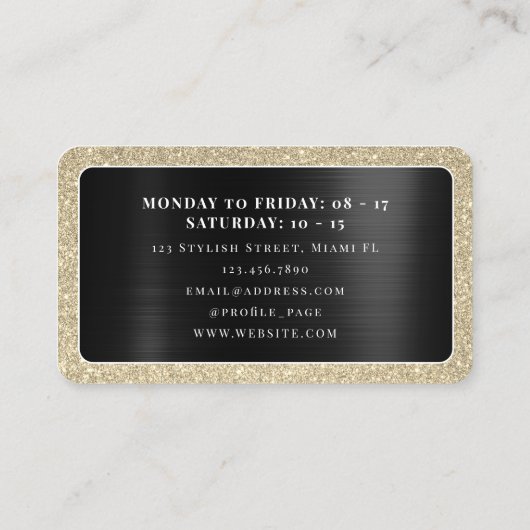Glitterig gouden lijst, metalen oppervlak visitekaartje (Achterkant)