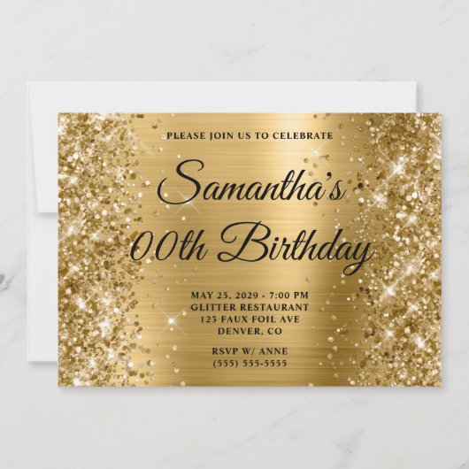 Glitterig Gouden Monogram Verjaardag Kaart (Voorkant)