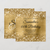 Glitterig Gouden Verjaardagsmonogram Kaart (Voorkant / Achterkant)