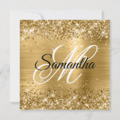 Glitterig Gouden Verjaardagsmonogram Kaart (Achterkant)