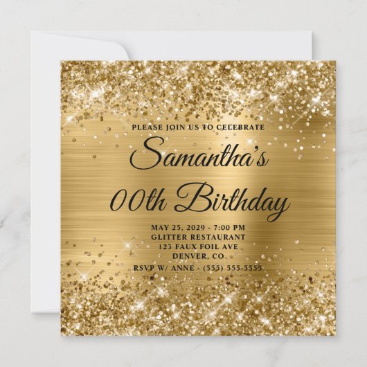 Glitterig Gouden Verjaardagsmonogram Kaart (Voorkant)