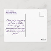 Glitterig Licht Paarse Sweet 16 Dankjewel Briefkaart (Achterkant)