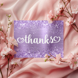 Glitterig lichtpaarse cute harten Sweet 16 bedankt Briefkaart
