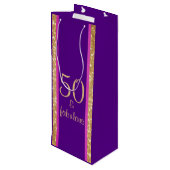 Glitterig Paarse Roze | 50 & Fabulous 50ste verjaa Wijn Cadeautas (Achterkant Gekanteld)