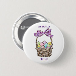 Glitterig Paasmandje Delight  Ronde Button 5,7 Cm