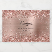 Glitterig Roos Gold Foil 40 & Fabulous Voedselcontainer Etiket (Enkel label)