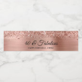 Glitterig Roos Gold Foil 40 & Fabulous Waterfles Etiket (Enkel label)