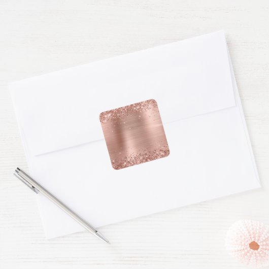 Glitterig Roos Gold Foil leeg Vierkante Sticker (Envelop)