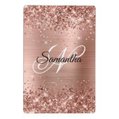 Glitterig Roos Goud Fancy Monogram Mini Klembord (Achterkant)