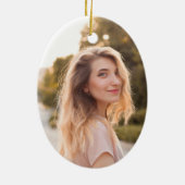 Glitterig Roos Gouden Glam Naam Ovaal Foto Keramisch Ornament (Achterkant)