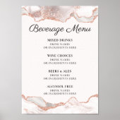 Glitterig Roos Gouden Witte Agaat Drank Menu A4 Poster (Voorkant)
