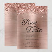Glitterig Roos Goudfolie Classy Save The Date (Voorkant / Achterkant)