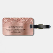 Glitterig Roos Goudfolie Logo Bagagelabel (Achterkant horizontaal)
