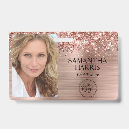 Glitterig Roos Goudfolie Logo en Foto Badge