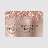 Glitterig Roos Goudfolie Logo Naamplaatje (Voorkant)