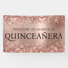 Glitterig Roos Goudfolie Quinceanera Alle Petten Spandoek