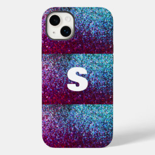 Glitterig Roze Paarse Ombre Abstract Monogram Case-Mate iPhone 14 Plus Hoesje