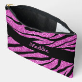 Glitterig roze zebra strepen patroon etui (Open)