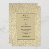Glitterig Sepia Goud Gouden Zwart Elegant Bruiloft Kaart (Voorkant / Achterkant)