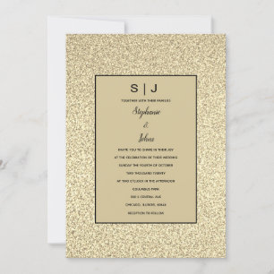 Glitterig Sepia Goud Gouden Zwart Elegant Bruiloft Kaart