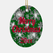 Glitterig sprankelend zilveren feestelijke sneeuwv keramisch ornament (Rechts)