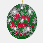 Glitterig sprankelend zilveren feestelijke sneeuwv keramisch ornament (Links)