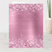 Glitterig Stof Roze Grote Verjaardag Kaart (Achterkant)