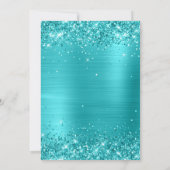 Glitterig Turquoise Blauw Folie Sweet 16 Kaart (Achterkant)