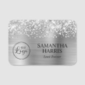 Glitterig zilverfolie Logo Naamplaatje (Voorkant)